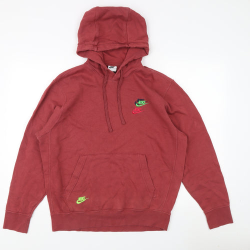 Nike Men's Red Pullover Hoodie, Medium, Logo Accent