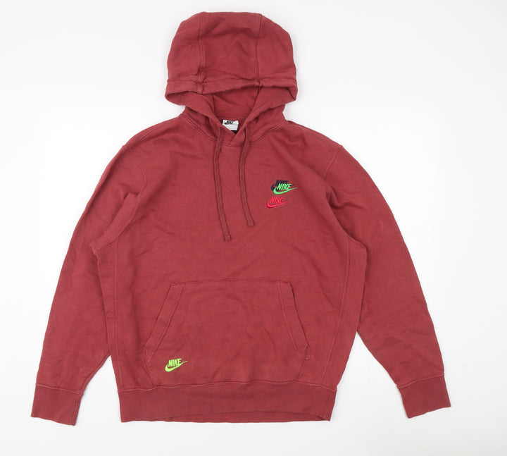 Nike Men's Red Pullover Hoodie, Medium, Logo Accent