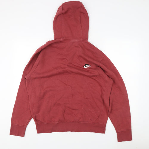 Nike Men's Red Pullover Hoodie, Medium, Logo Accent