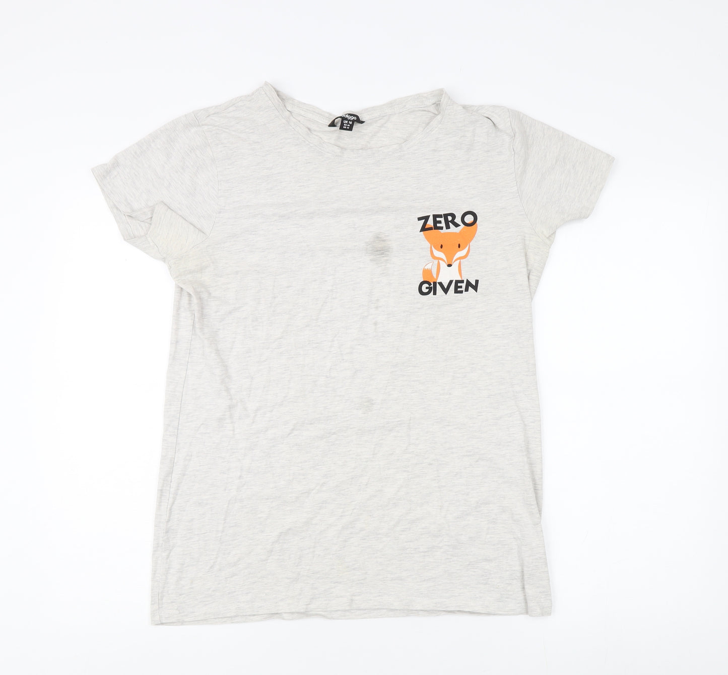 Golddigga Women's Grey Graphic T-Shirt Size 16