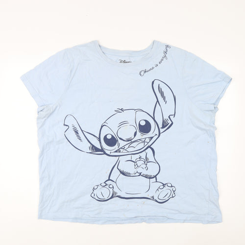 Disney Women's Blue Stitch T-Shirt, Size 22/24, Summer