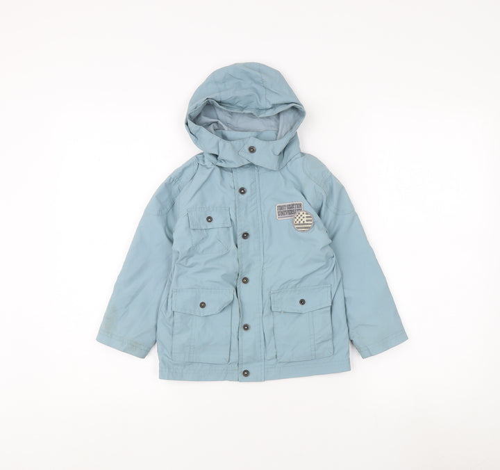 Stylish Girls Blue Parka Coat with Hood Size 4 Years
