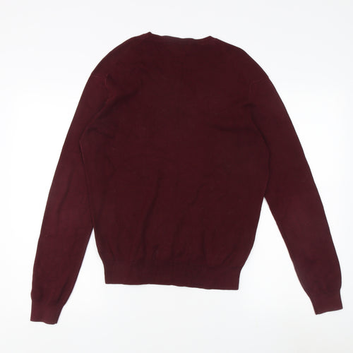 Ralph Lauren Men's Red V-Neck Cotton Jumper - Size S