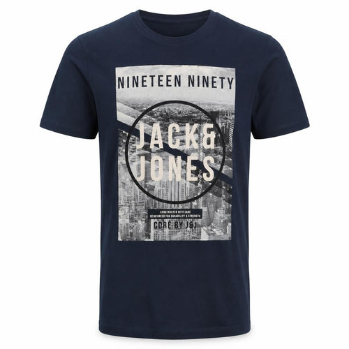 Jack & Jones Men's Blue Graphic Print T-Shirt L