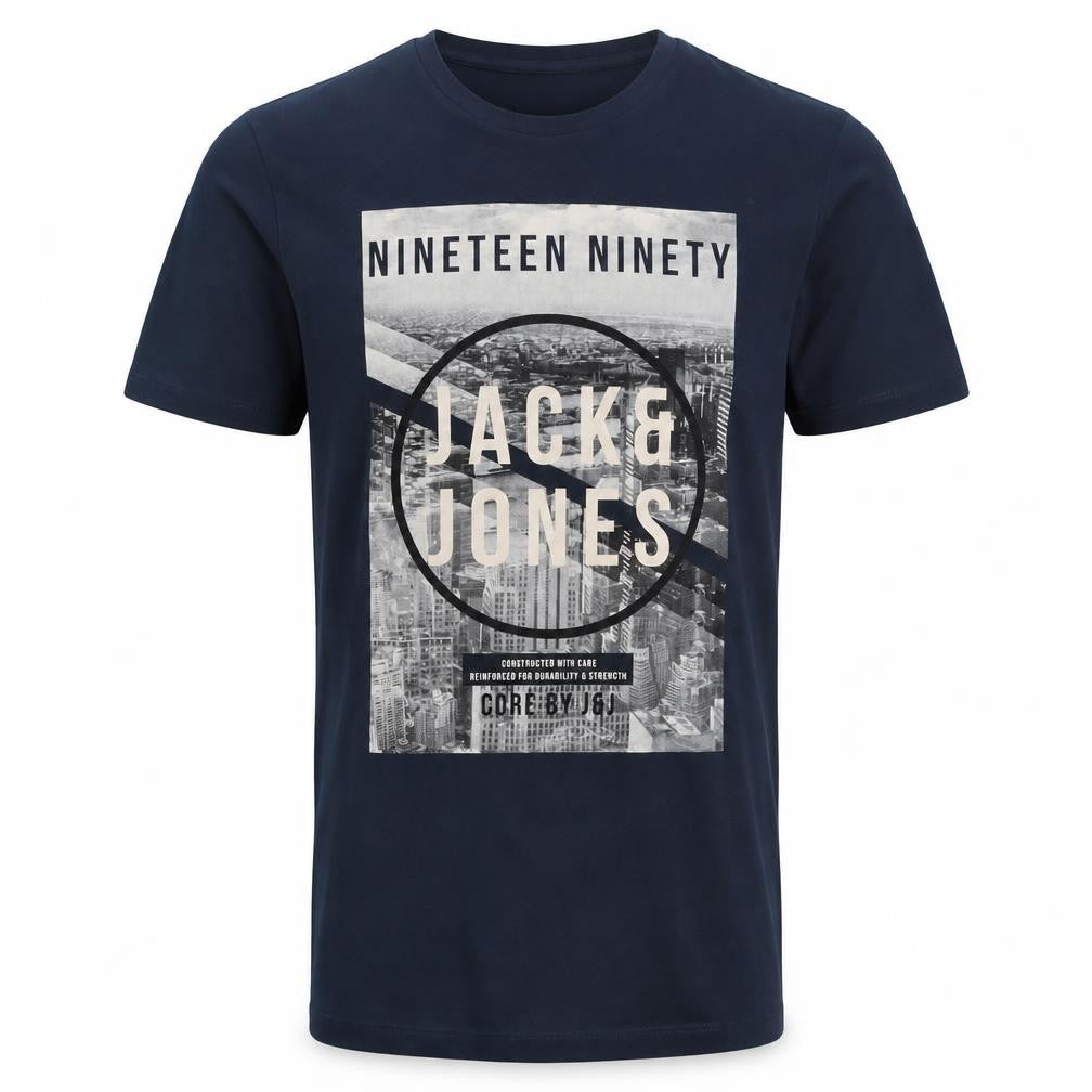 Jack & Jones Men's Blue Graphic Print T-Shirt L