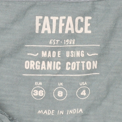 FatFace Women's Blue T-Shirt Size 8 with V-Neck