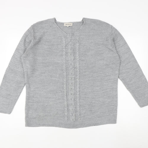 Bassini Women's Grey Cardigan Jumper Size L - Acrylic Knit