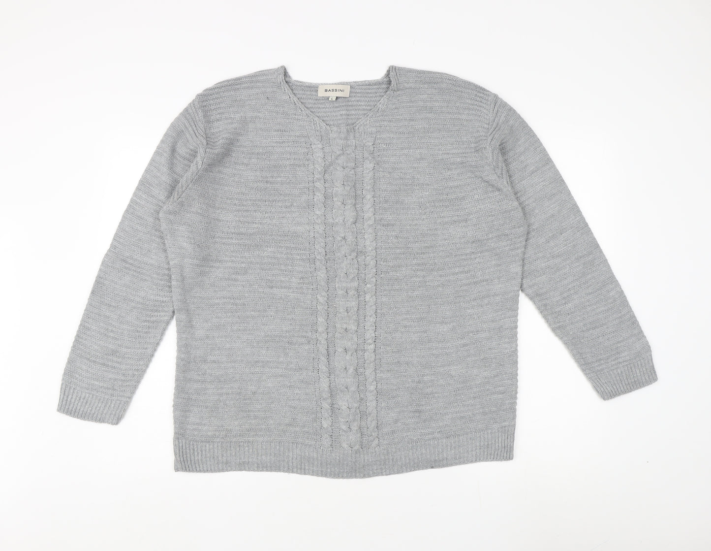 Bassini Women's Grey Cardigan Jumper Size L - Acrylic Knit