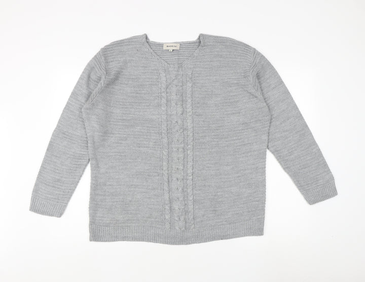 Bassini Women's Grey Cardigan Jumper Size L - Acrylic Knit