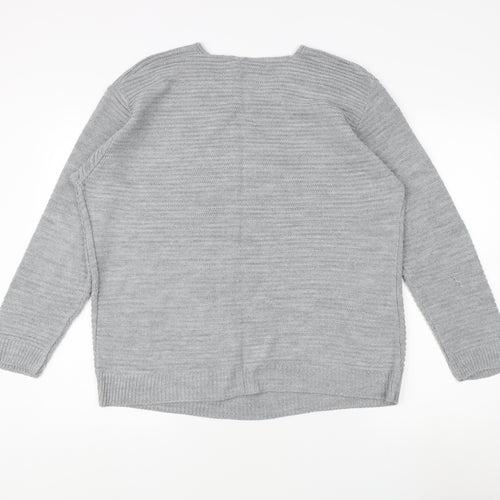 Bassini Women's Grey Cardigan Jumper Size L - Acrylic Knit