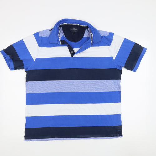 Blue Harbour Men's Blue Striped Polo Shirt L