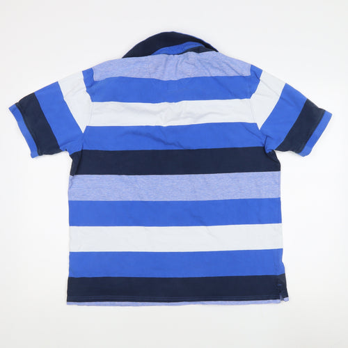 Blue Harbour Men's Blue Striped Polo Shirt L