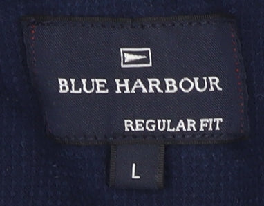 Blue Harbour Men's Blue Striped Polo Shirt L