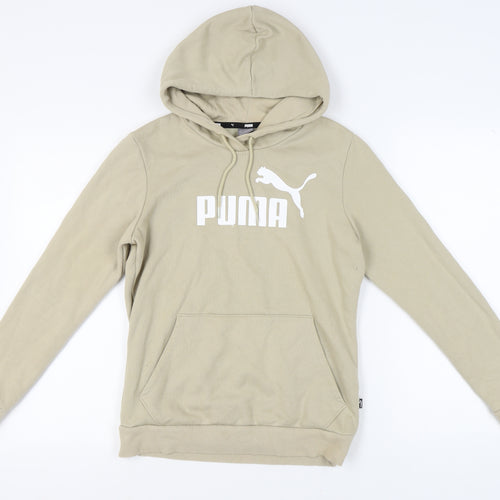 Puma Unisex Beige S Hoodie, Logo Accent