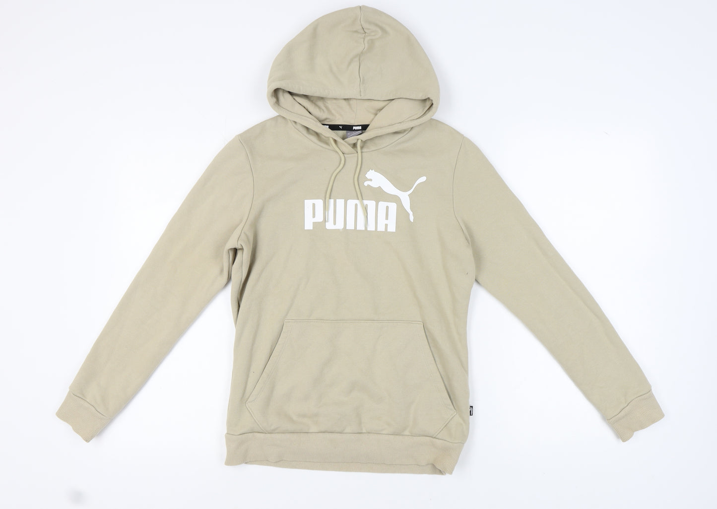 Puma Unisex Beige S Hoodie, Logo Accent