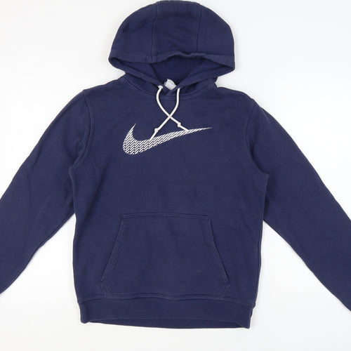 Nike Men's Blue Graphic Pullover Hoodie - Size S