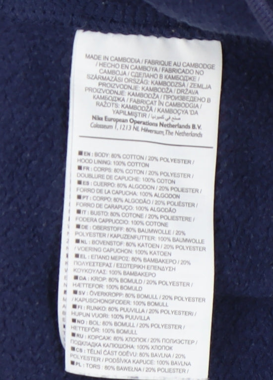 Nike Men's Blue Graphic Pullover Hoodie - Size S