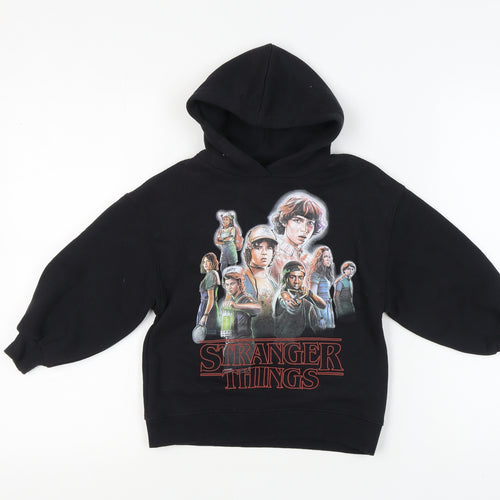 Zara Girls Stranger Things Black Pullover Hoodie, Size 6-7 Years