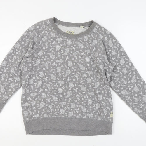 Jack Wills Women's Grey Paisley Pullover Sweatshirt Size 12