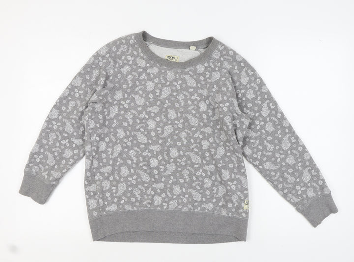 Jack Wills Women's Grey Paisley Pullover Sweatshirt Size 12