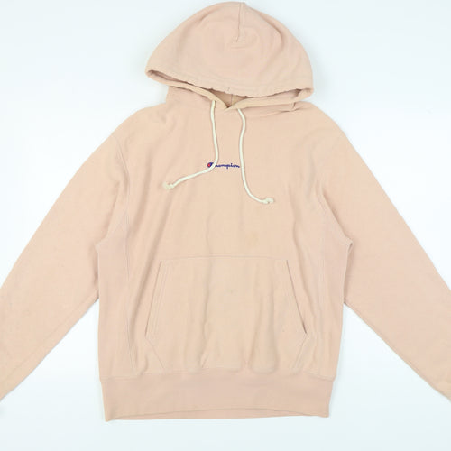 Champion Beige Pullover Hoodie Medium Unisex