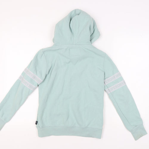 Superdry Women’s Green Hoodie Size 8 Pullover Fleece