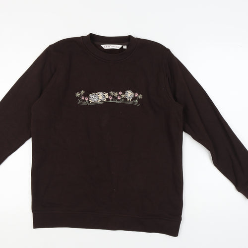 EWM Women's Black Embroidered Sweatshirt, Size M