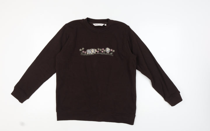 EWM Women's Black Embroidered Sweatshirt, Size M
