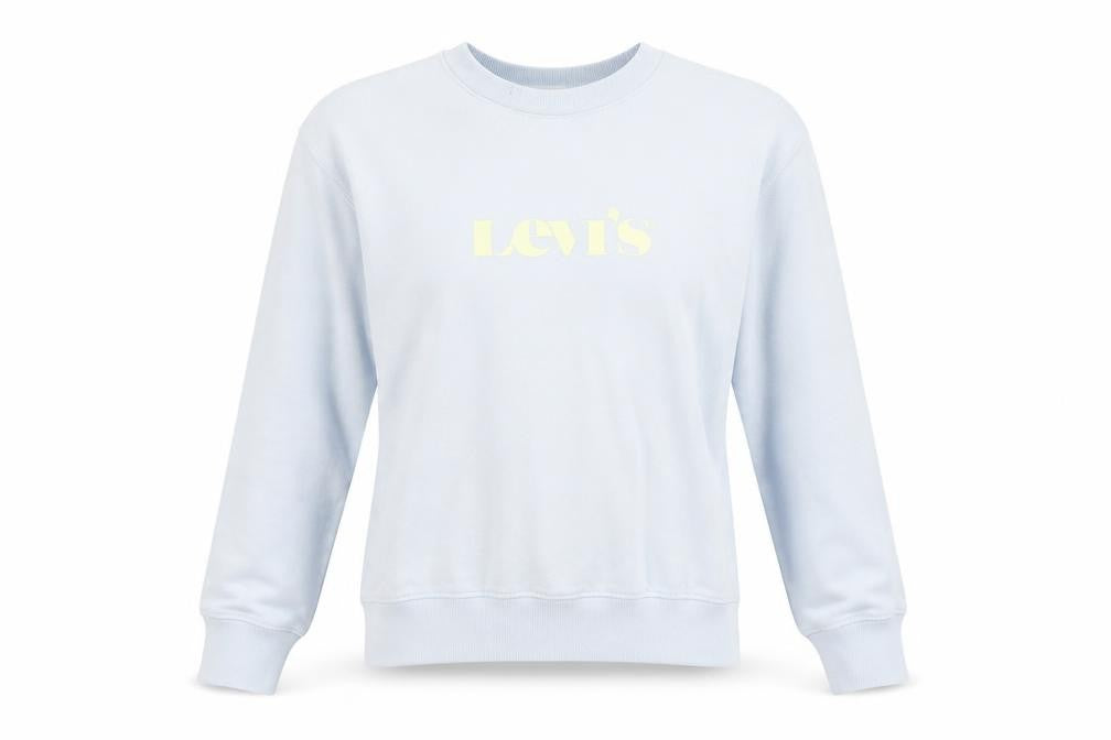 Front view of Levi's Women's Blue Pullover Sweatshirt S Casual