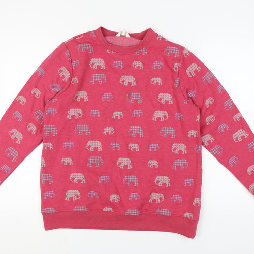 Cotton Traders Women's Red Elephant Print Sweatshirt Size 16