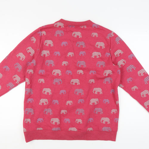 Cotton Traders Women's Red Elephant Print Sweatshirt Size 16