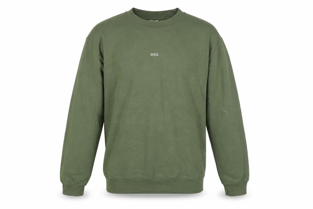 Front view of G&G Men's Green Pullover Sweatshirt S Logo