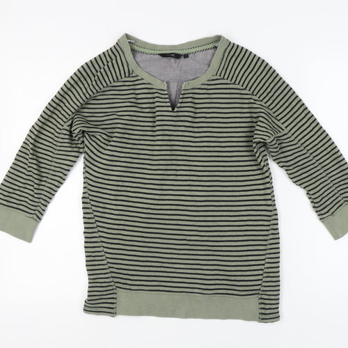Next Women's Green Striped Sweatshirt, Size 12, Crew Neck