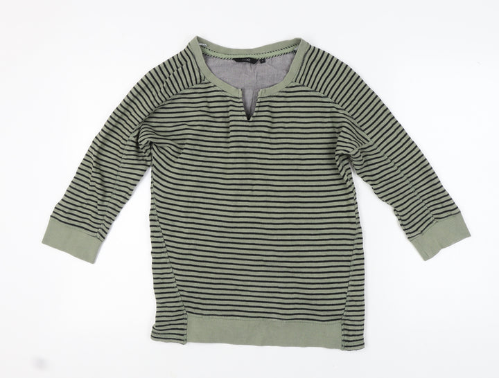 Next Women's Green Striped Sweatshirt, Size 12, Crew Neck