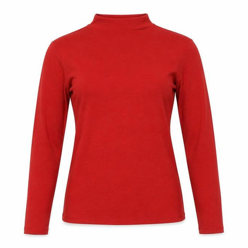 MNG Women's Red Long Sleeve Mock Neck T-Shirt Size 10