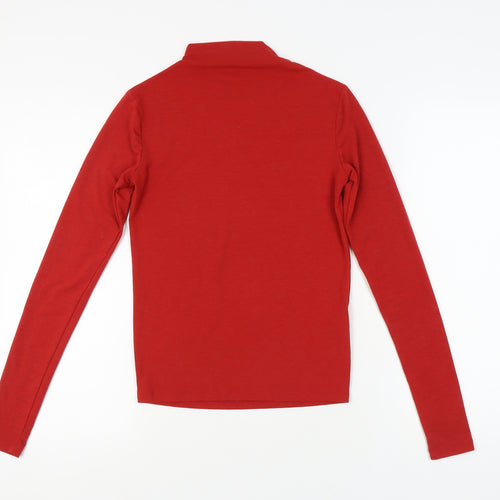 MNG Women's Red Long Sleeve Mock Neck T-Shirt Size 10