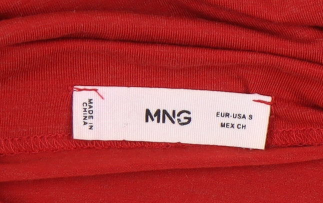 MNG Women's Red Long Sleeve Mock Neck T-Shirt Size 10