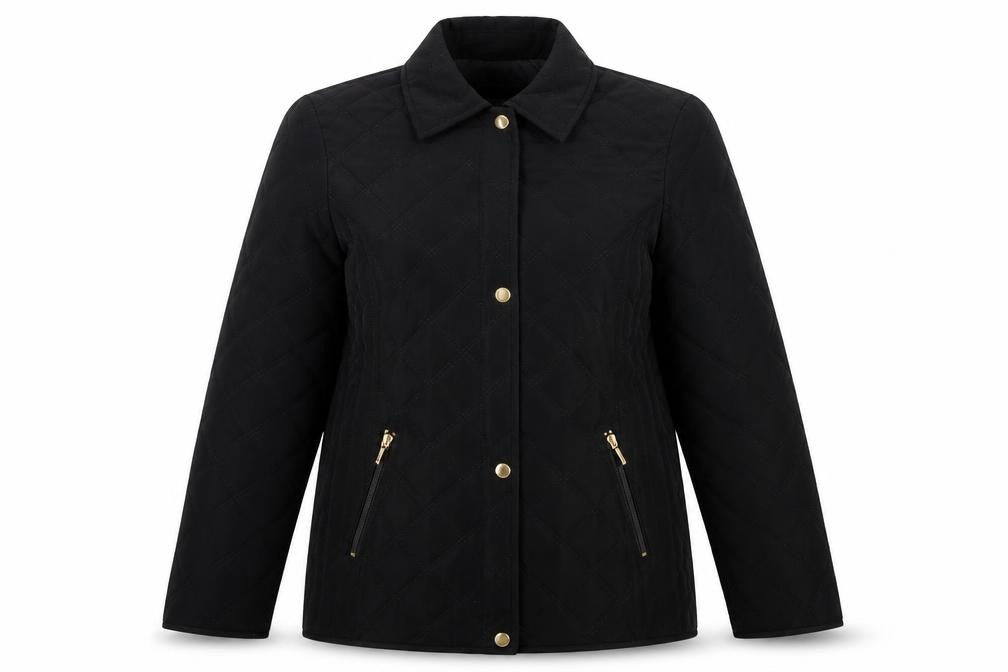 Front view of Liz Claiborne Women's Black Quilted Jacket M