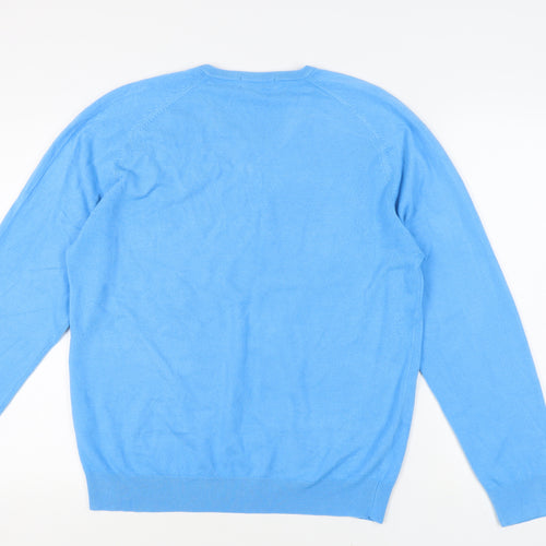 Marks & Spencer Men's Blue V-Neck Pullover Jumper L