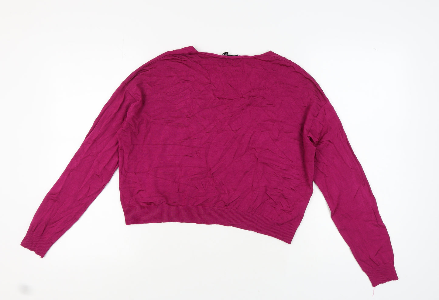 MNG Women's Pink V-Neck Long Sleeve Jumper M