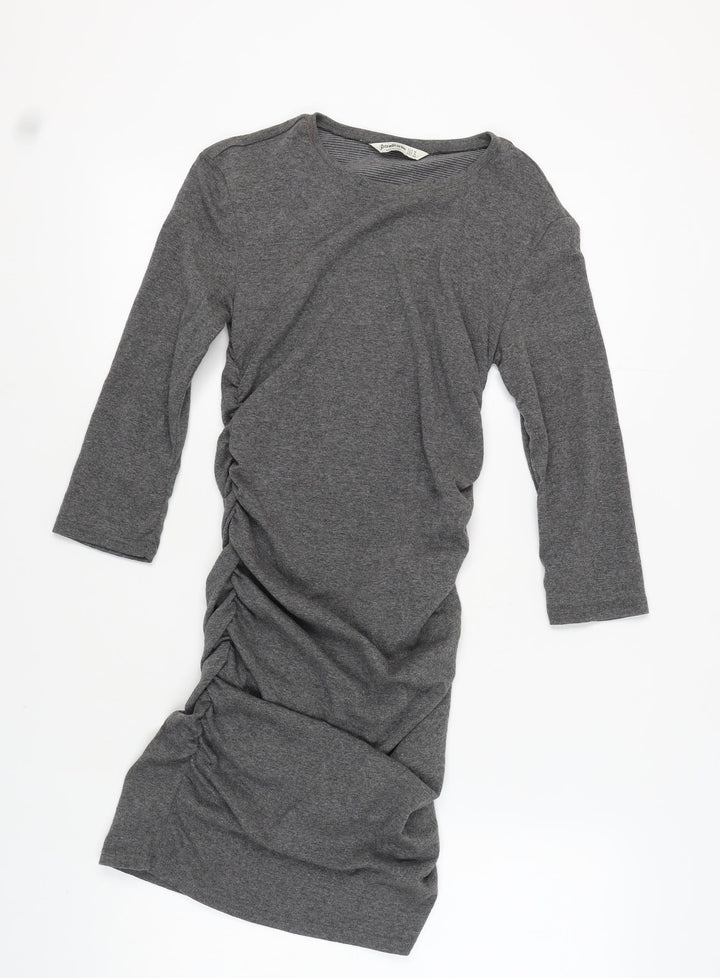 Stradivarius Women's Grey Ruched Dress Size 12