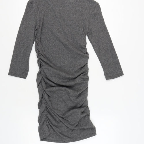 Stradivarius Women's Grey Ruched Dress Size 12