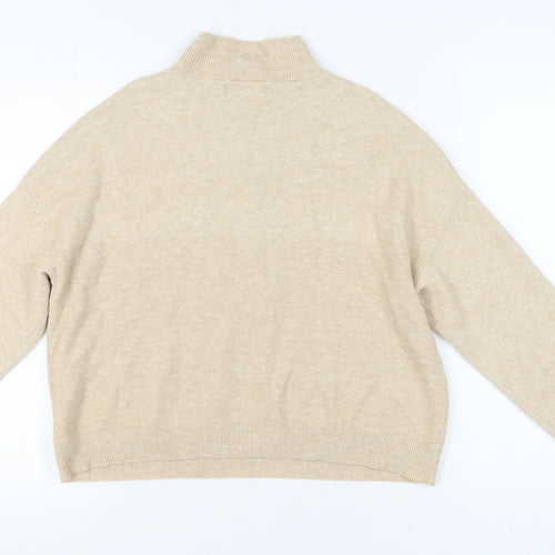 Stradivarius Women's Beige 1/2 Zip Jumper Size 8