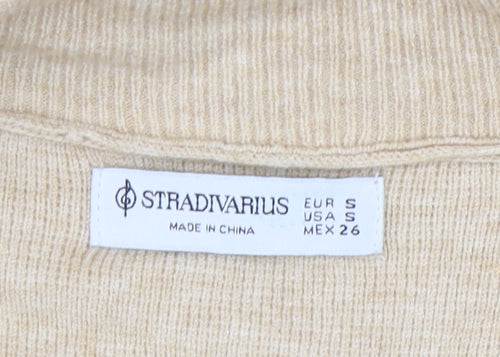 Stradivarius Women's Beige 1/2 Zip Jumper Size 8