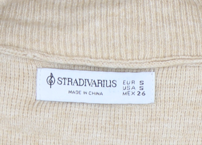Stradivarius Women's Beige 1/2 Zip Jumper Size 8