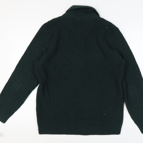 M&Co Men's Green Henley Jumper, Size L, Acrylic Wool Blend