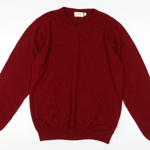 Canda Men's Red V-Neck Pullover Jumper Medium