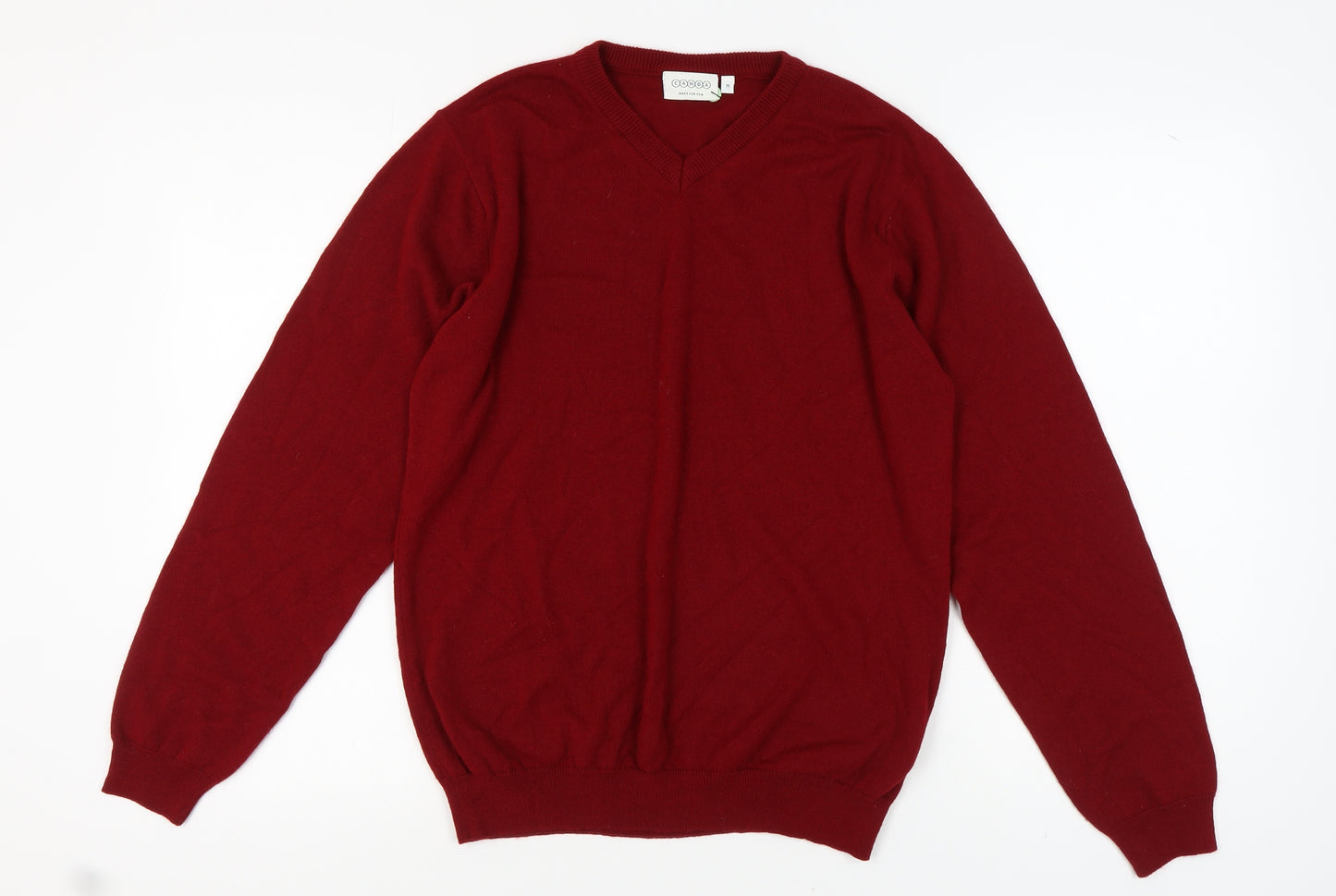 Canda Men's Red V-Neck Pullover Jumper Medium