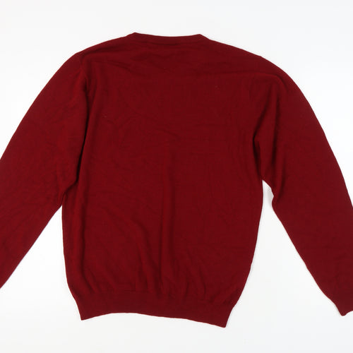 Canda Men's Red V-Neck Pullover Jumper Medium