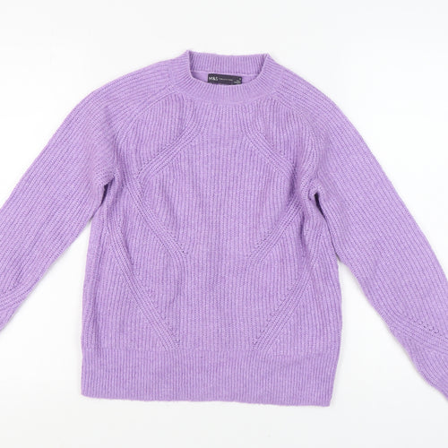 Marks and Spencer Women's Purple Cable-Knit Pullover Jumper XS